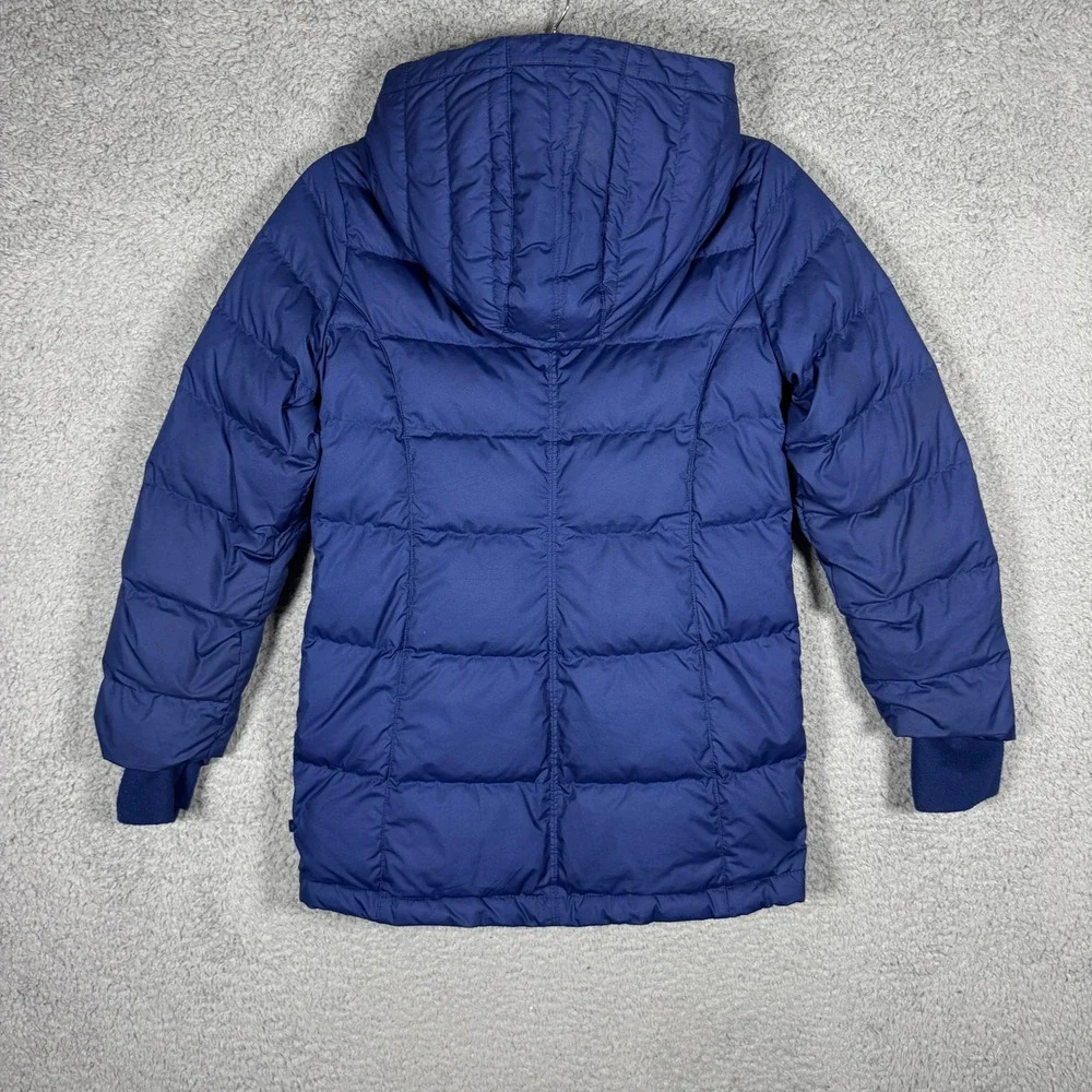 Athleta Girl Blue Snow Day Down Jacket Hooded Puffer Winter Coat Kid Medium 8-10